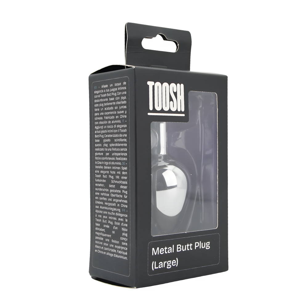 Toosh Silver Metal Butt Plug Large Clear Stone - Image 9