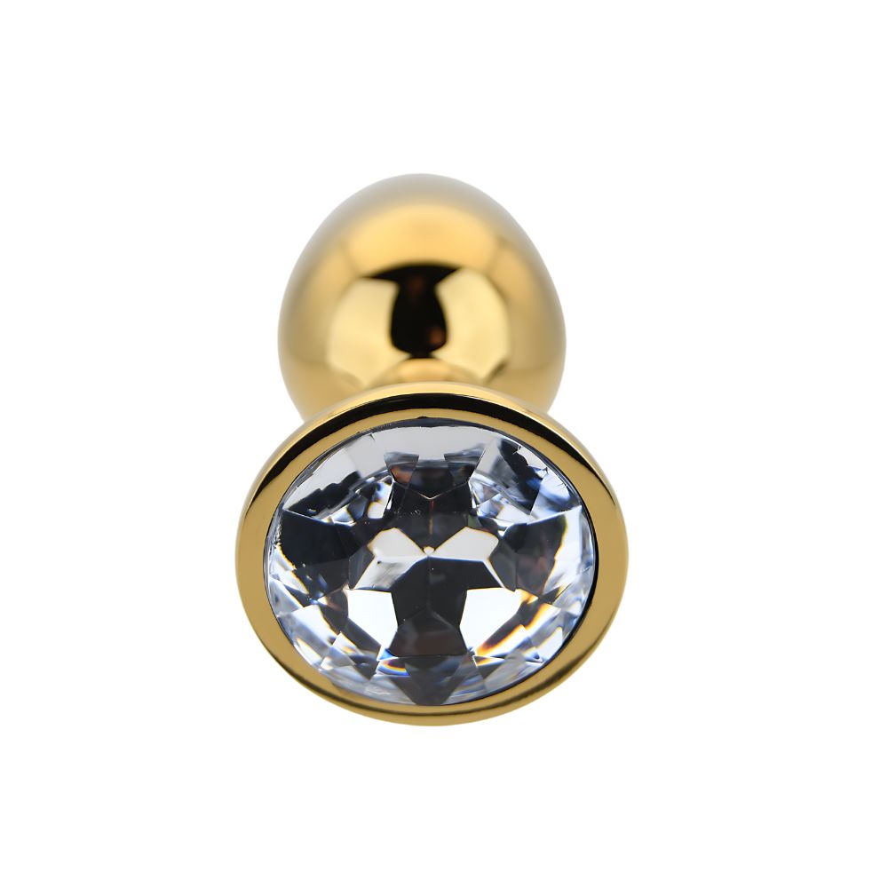 Toosh Gold Metal Butt Plug Small Clear Stone - Image 6