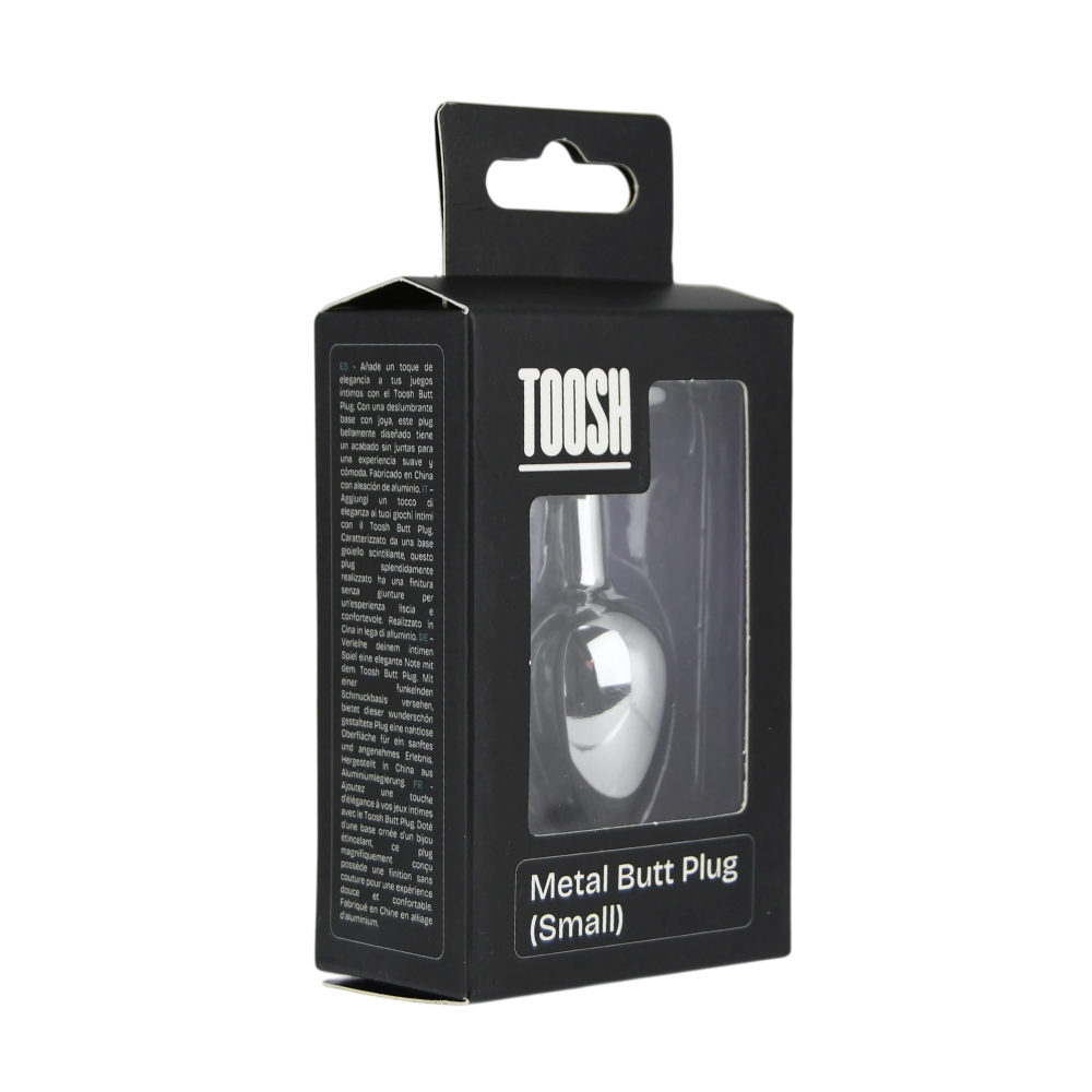 Toosh Silver Metal Butt Plug Small Red Stone - Image 8