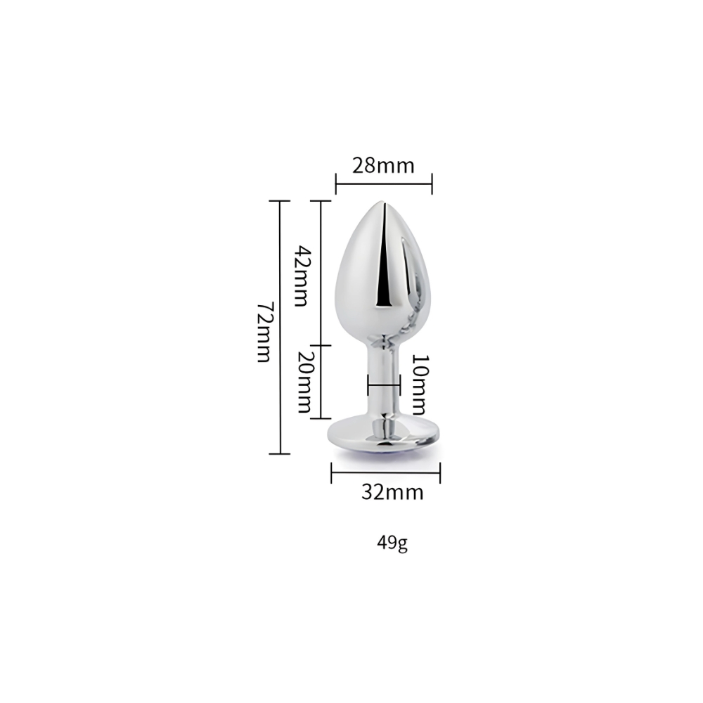 Toosh Silver Metal Butt Plug Small Red Stone - Image 7