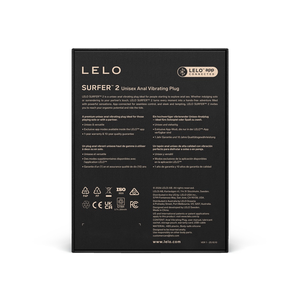 LELO Surfer 2 Unisex Anal Vibrating Plug Cyber Purple - Image 5