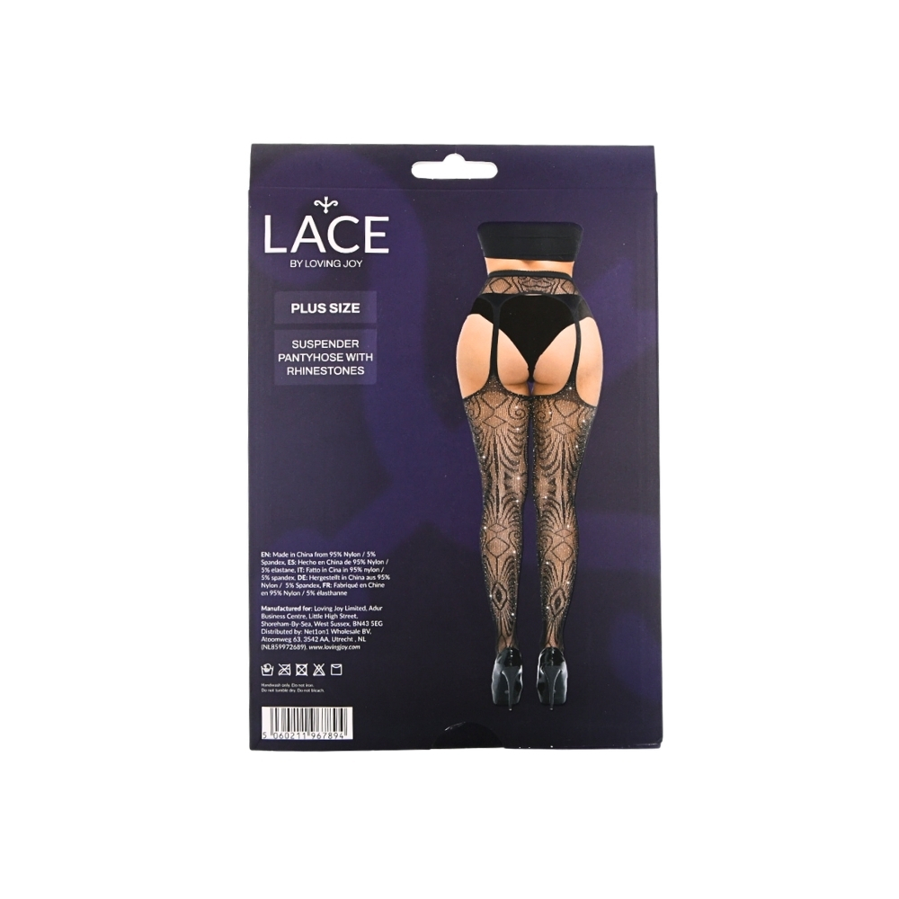 Lace by LJ Plus Size Suspender Pantyhose with Rhinestones - Image 10