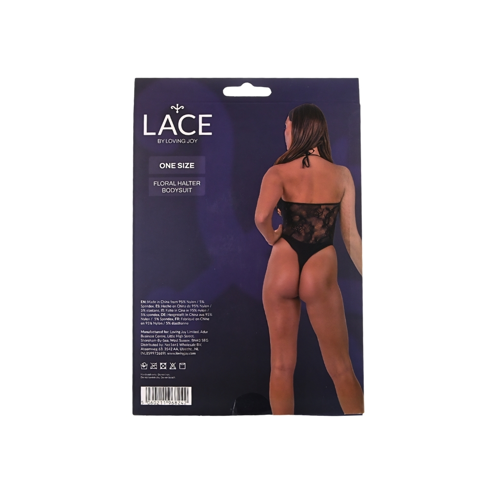 Lace by LJ Floral Halter Bodysuit Black - Image 7