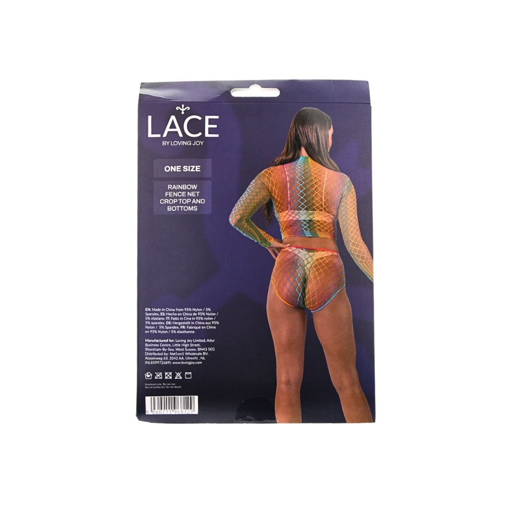 Lace by LJ Rainbow Fence Net Crop Top and Bottoms - Image 7
