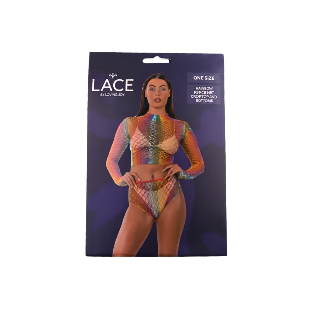 Lace by LJ Rainbow Fence Net Crop Top and Bottoms - Image 6